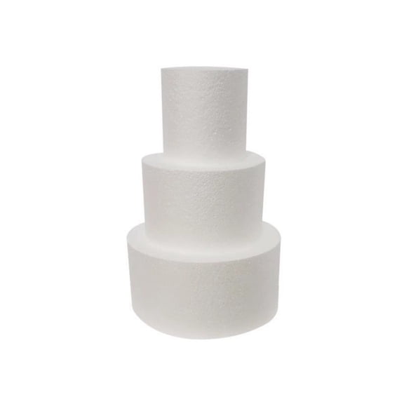 3-Piece Styrofoam Cake Model Set – Souew White Polystyrene Craft Foams for Flower Arrangement, DIY Art Projects & Display, Large, Medium & Small Sizes