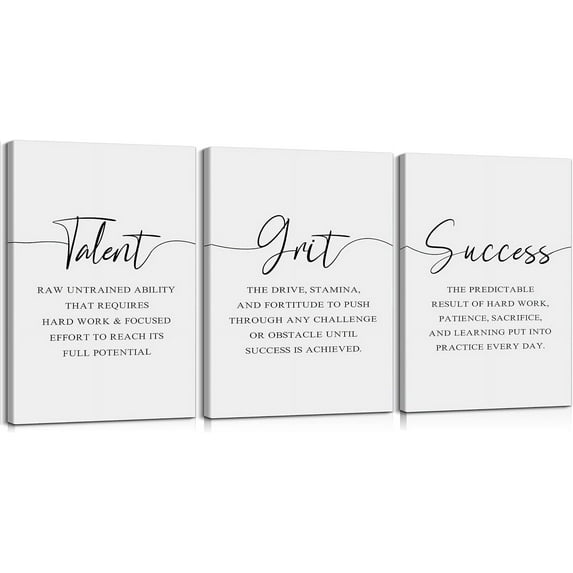 3 Piece Success Grit Talent Wall Art Inspirational Wall Art Motivational Wall Art Office Decor Quotes Wall Decor Inspirational Wall Decor for Home Office Decor (12''''Wx16''''Hx3PCS)