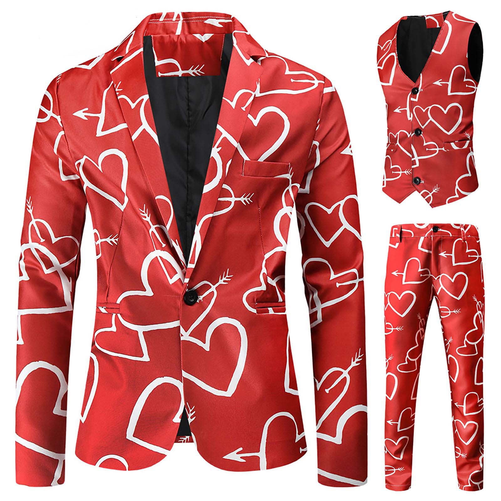 3 Piece Suit Men, Mens Slim Fit One Button Solid Blazer Jacket Vest Pant  Plus Size Business Formal Blazers Winter Clearance 