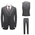 thumbnail image 1 of 3 Piece Suit Men Slim Fit Men's Suits Double Breasted Suits for Men Blazer Solid Wedding Party Suit + Vest + Pants Suit, 1 of 8