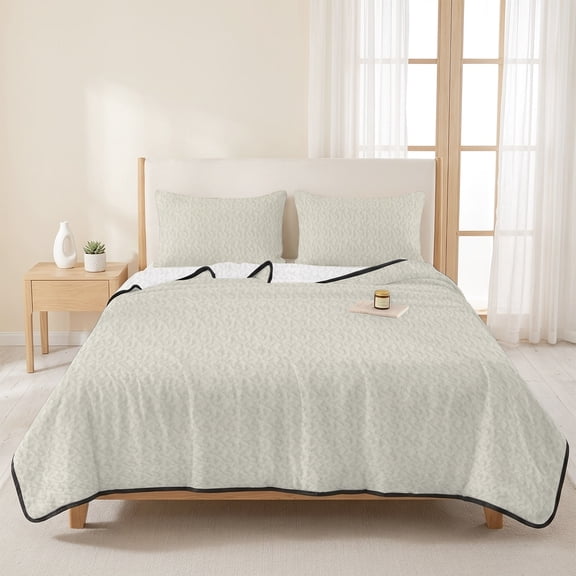 3 Piece Summer Bed Quilt Set King Size,Pure Color Rice Lightweight Bedspread Coverlet with 2 Pillowcases Minimalist Monochrome Nude Soft Comforter Bedding Quilts for All Season