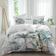 thumbnail image 1 of 3 Piece Summer Palm Trees Duvet Cover Set Full Size, Microfiber Comforter/Quilt Cover with Corner Ties and 2 Pillowcases, Botanical Tropical Leaves All Season Soft Bedding with Zipper Closure, 1 of 8