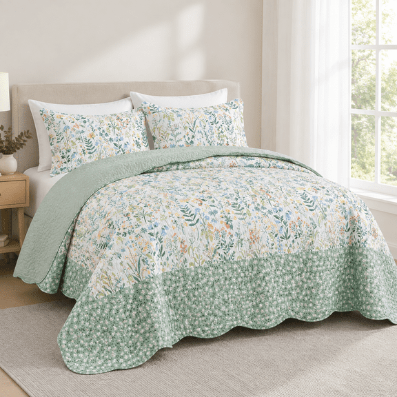 3-Piece Super King Microfiber Quilt Bedding Set, Ultra Soft All Season Bedding