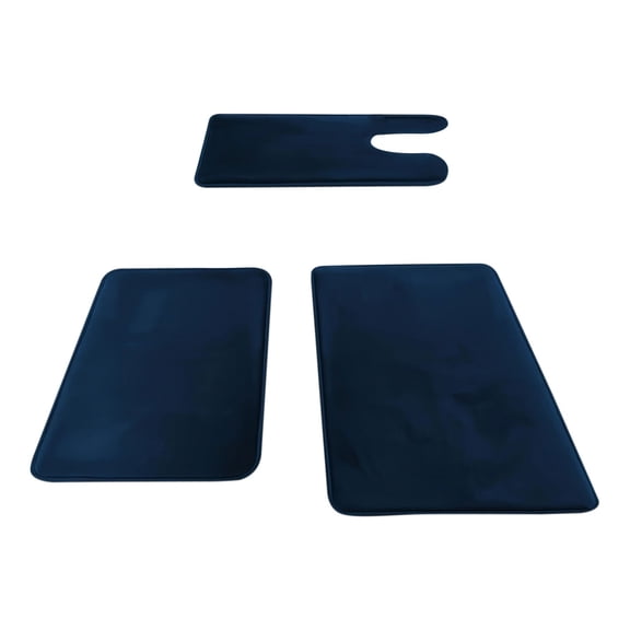 3 Piece Super Soft Absorbent Coral Fleece Bathroom Rug Set Includes Bath Rug, Contour Mat, and Toilet Lid Cover, Non-Slip Bath Rugs with Rubber Backing, Machine Washable (Navy)