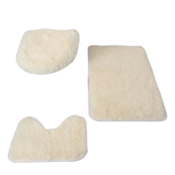 3-Piece Super Soft Non-Slip Bathroom Rug Set, Highly Absorbent Bath Mat and Toilet Lid Cover for Floor Protection, Carpet for Bathroom, Bedroom, and Living Area