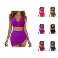 thumbnail image 1 of 3 Piece Swimsuits for Women High Waisted Bikini Sets Womens Swimsuits Mesh Sarong Wraps Bathing, 1 of 6