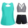 thumbnail image 1 of Yijfswar 3 Piece Swimsuits for Women Tankini Sets Tank Top with Bra Athletic Bathing Suit with Boyshorts Modest Swimwear, 1 of 6