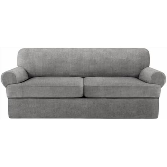 3 Piece T Cushion Sofa Slipcovers Stretch Couch Cover Furniture Covers with 2 Individual T Cushion Covers, Machine Washable for Living Room (Light Gray, 2 Cushions)