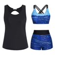 thumbnail image 1 of 3 Piece Tankini Swimsuits for Women Athletic Bathing Suits Swim Tank Top with Boy Shorts and Bra Modest Swimwear Blue 3XL, 1 of 2