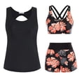 thumbnail image 1 of 3 Piece Tankini Swimsuits for Women Swim Tank Top with Bra and High Waist Boy Shorts with Pockets Pink M, 1 of 2