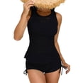 thumbnail image 1 of 3 Piece Tankini Swimsuits for Women Tummy Control Bathing Suits Swim Tank Top with Bra Drawstring Shorts, 1 of 4