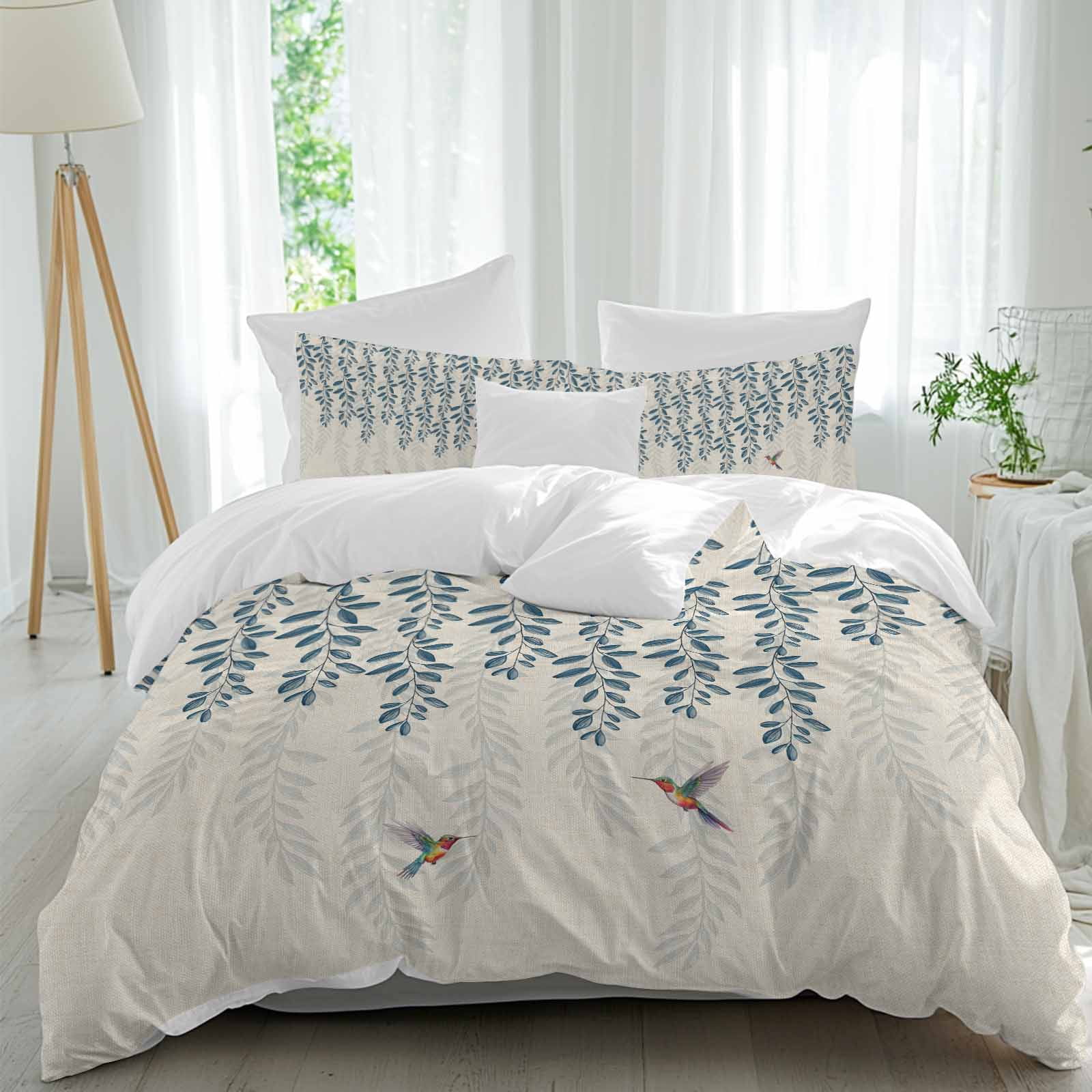 3 Piece Teal Leaves,Duvet Cover Set Twin Size,Microfiber Comforter ...