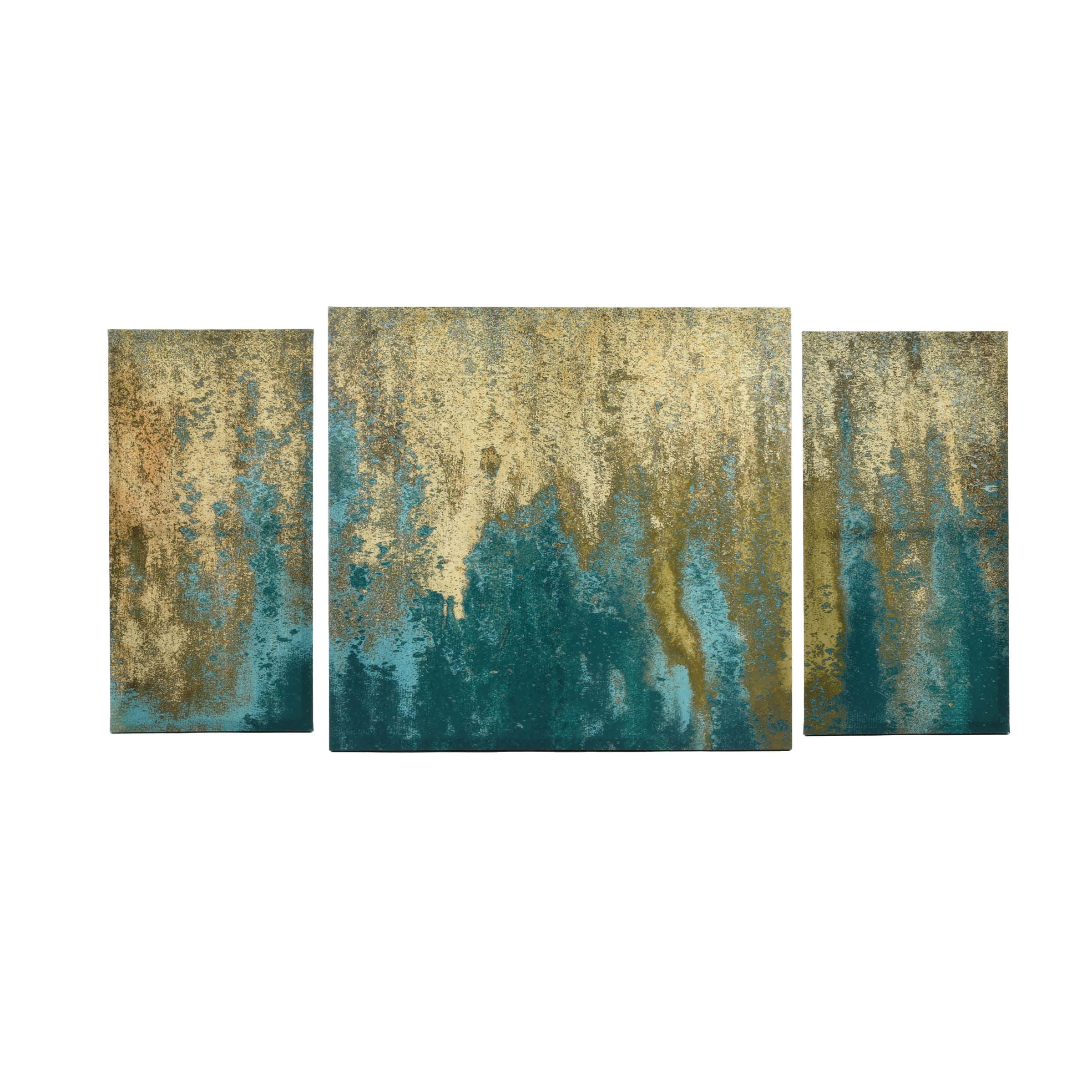 Piece Teal and Gold Abstract Canvas Wall Art, Colorful Wall Décor, by  Prinz