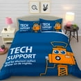 thumbnail image 1 of 3-Piece Tech Support Robot Duvet Cover Set - Fun Blue Bedding for IT Enthusiasts Includes Comforter & Pillowcases, 1 of 4