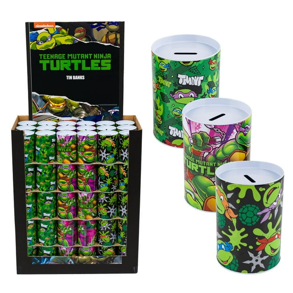 3 Piece Teenage Mutant Ninja Turtles Tin Savings Bank - 6"x 4" - Assorted Design
