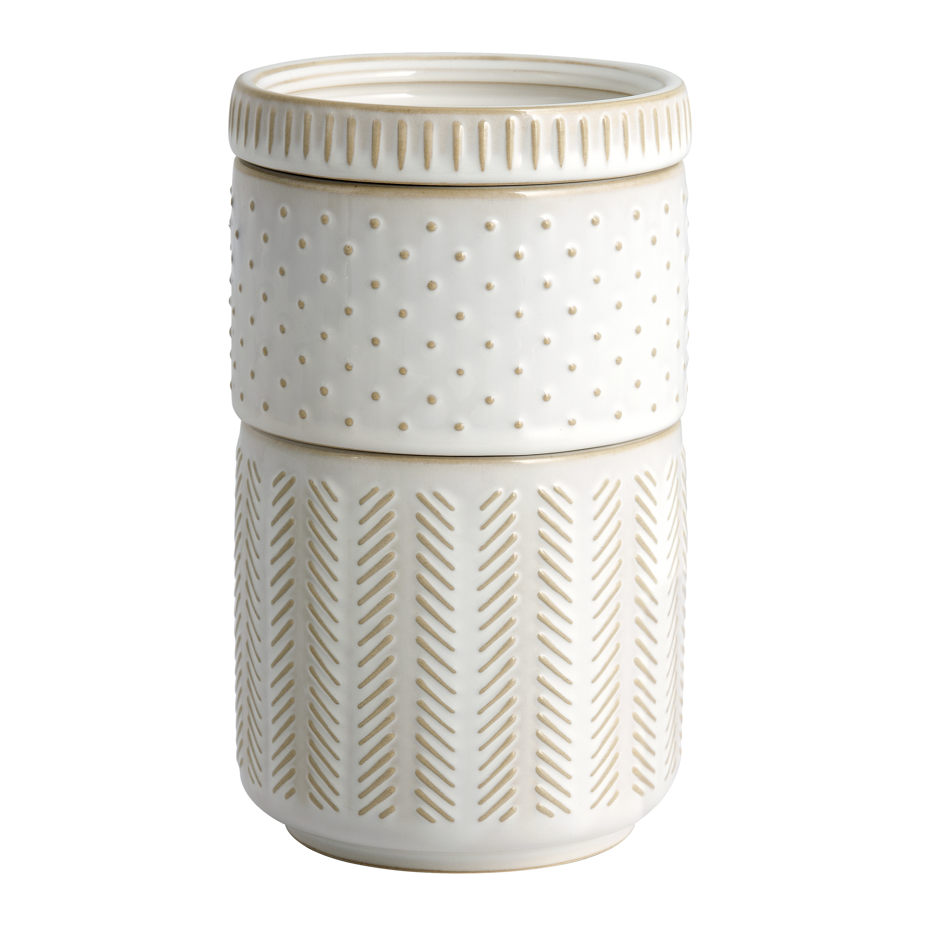 3-Piece Textured Ceramic Stackable Jar Set in Creamy White, Better Homes & Gardens - image 1 of 8