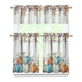 thumbnail image 1 of 3-Piece Thanksgiving Kitchen Curtain Set - Ruffled Valance and Tier Curtains with Rod Pocket, Fresh Fall Harvest Pattern for Farmhouse Kitchen Windows Decor, 54"x18" + 27.5"x36"x2, 1 of 5
