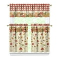 thumbnail image 1 of 3-Piece Thanksgiving Kitchen Curtain Set - Ruffled Valance and Tier Curtains with Rod Pocket, Fresh Fall Harvest Pattern for Farmhouse Kitchen Windows Decor, 54"x18" + 27.5"x36"x2, 1 of 5