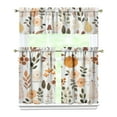 thumbnail image 1 of 3-Piece Thanksgiving Kitchen Curtain Set - Ruffled Valance and Tier Curtains with Rod Pocket, Fresh Fall Harvest Pattern for Farmhouse Kitchen Windows Decor, 54"x18" + 27.5"x36"x2, 1 of 5