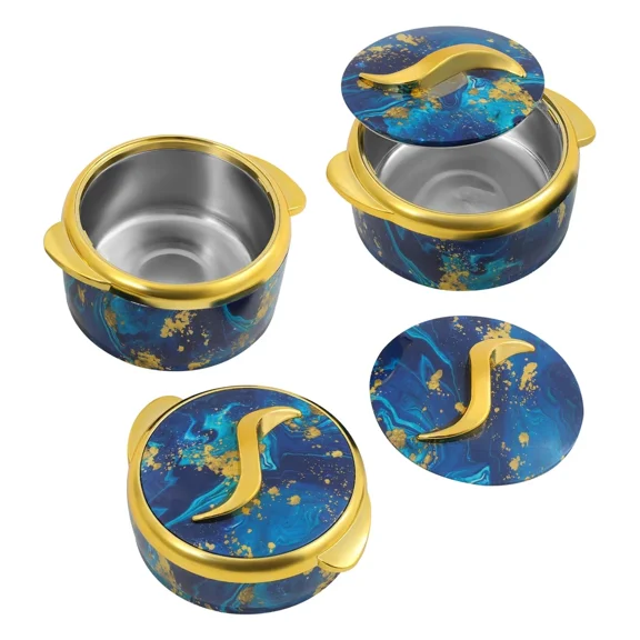 3-Piece Thermal Dish Set with Lids, Insulated Stainless Steel Hot & Cold Food Containers Serving Bowls for School Cafeteria Restaurant Home Office Outdoor