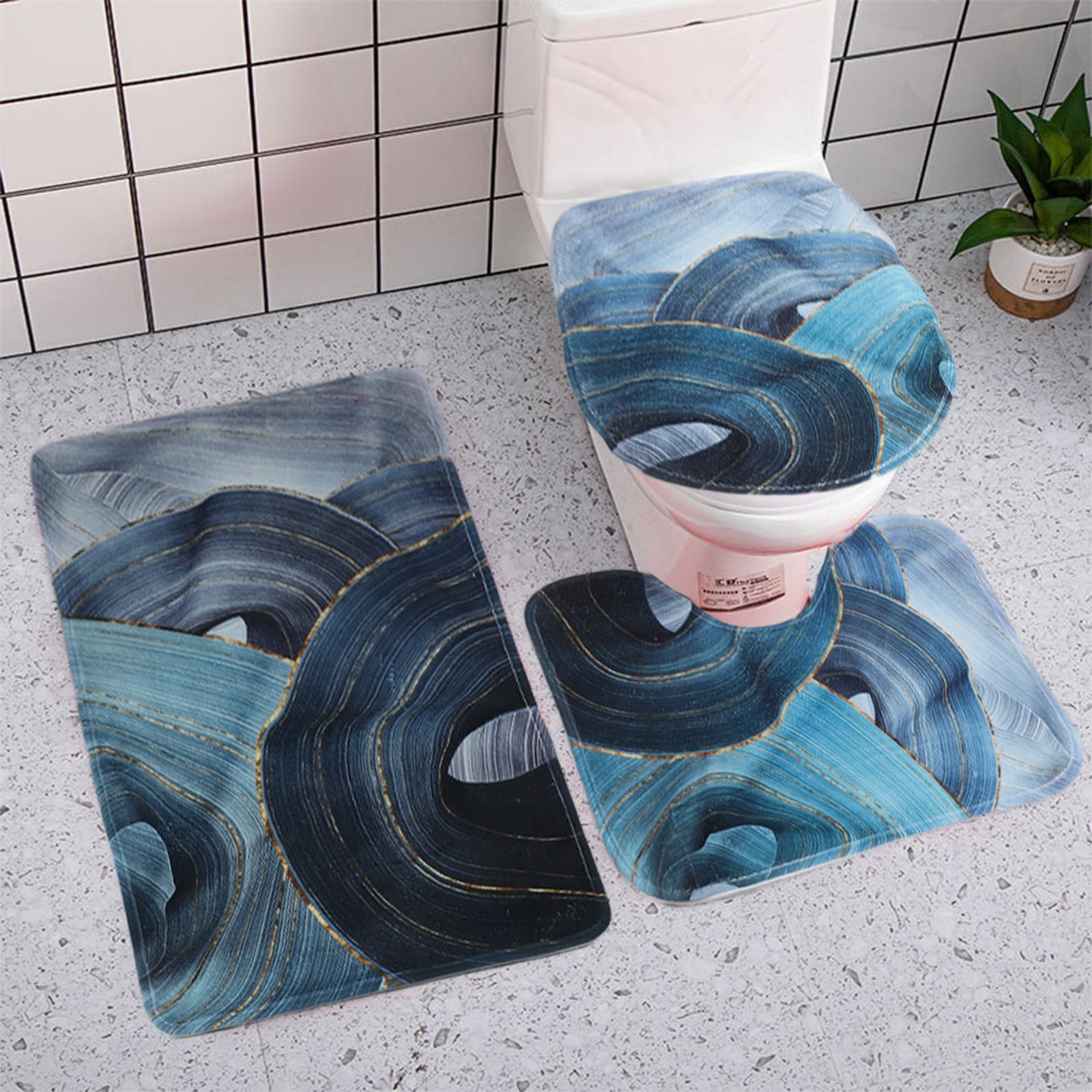 Thickened Bath Rugs Set, Upgraded Gradient Color Bathroom Rug Soft  Microfiber Long Hair Bath Absorbent Mats Includes Bath Rug, Contour Mat,  Toilet Seat Cover - Temu