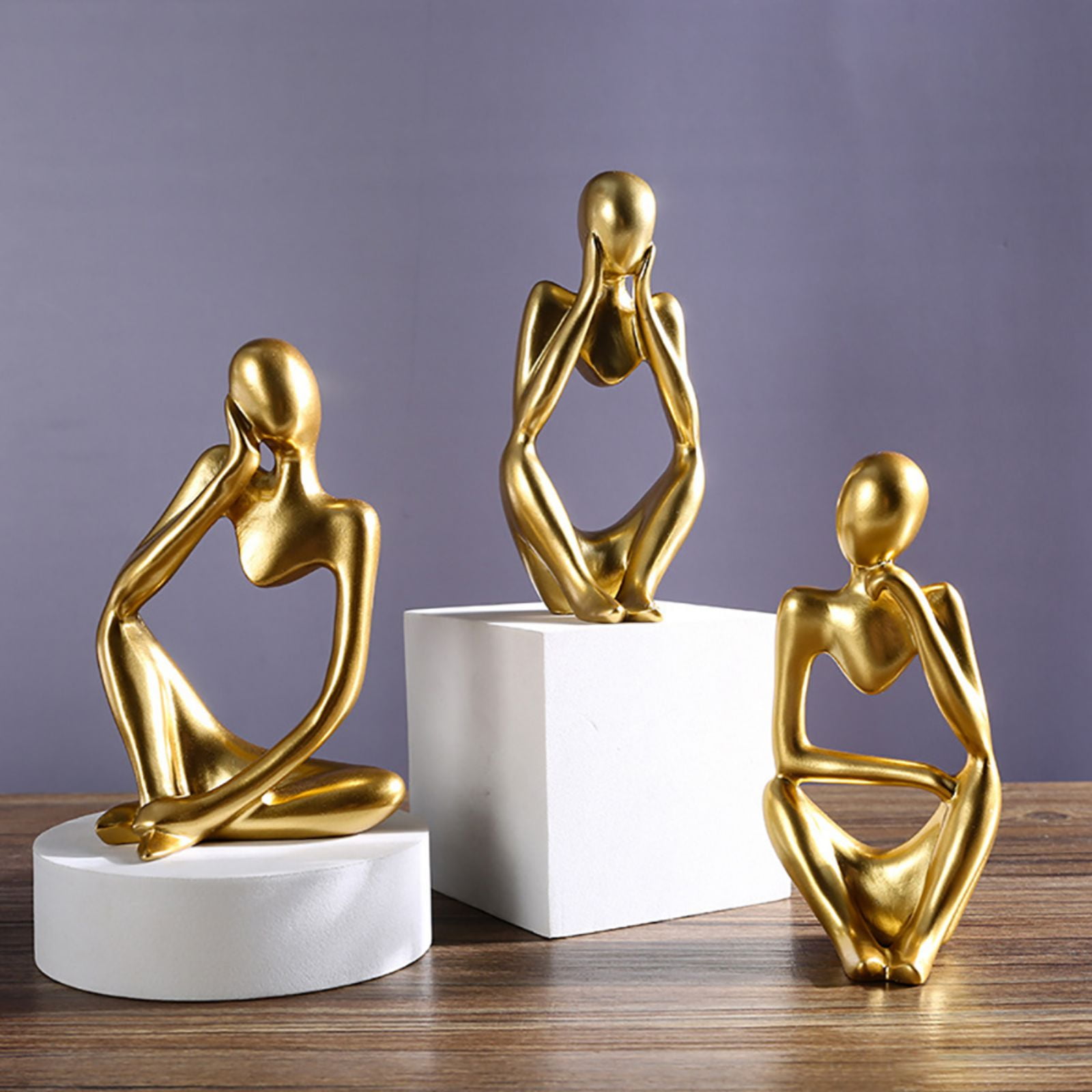 3 Piece Thinker Statue Decor Accents Abstract Sculpture Bookshelf Decor ...