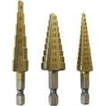 thumbnail image 1 of 3-Piece Titanium Step Drill Bit Set (1/4" Quick Change), 1 of 1