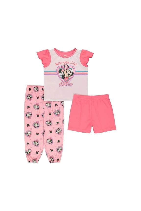 Minnie Mouse 'Bow-You-Tiful' Toddler Girl's 3-Piece Pajama Set, Size 2T