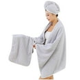 thumbnail image 1 of 3 Piece Towel Bath Towel Bath Cap Set, Adjustable Spa Shower Wrap with Super Absorbent Microfiber, Quick-Dry Body & Hair Towel Set, for Home, Hotel, Beach, Pool, Gym, Travel, 1 of 4