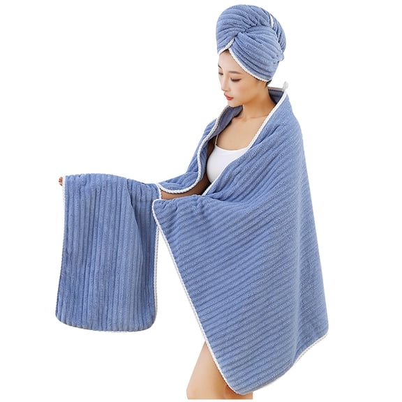 3 Piece Towel Bath Towel Bath Cap Set, Adjustable Spa Shower Wrap with Super Absorbent Microfiber, Quick-Dry Body & Hair Towel Set, for Home, Hotel, Beach, Pool, Gym, Travel