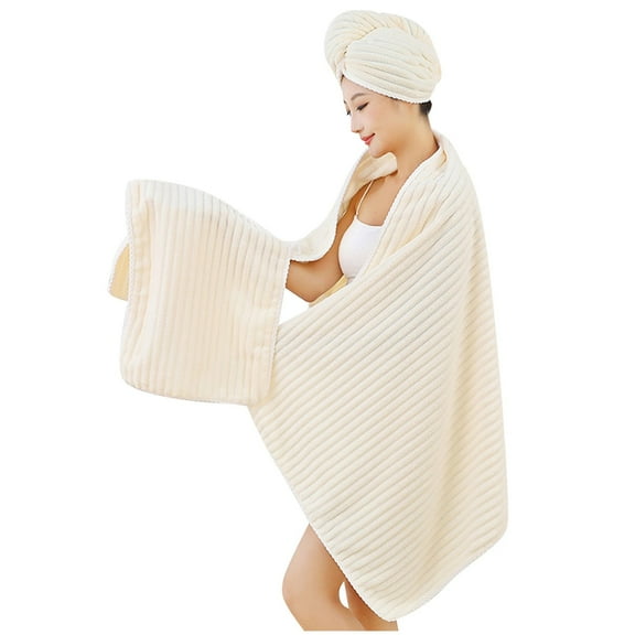 3 Piece Towel Bath Towel Bath Cap Set, Adjustable Spa Shower Wrap with Super Absorbent Microfiber, Quick-Dry Body & Hair Towel Set, for Home, Hotel, Beach, Pool, Gym, Travel