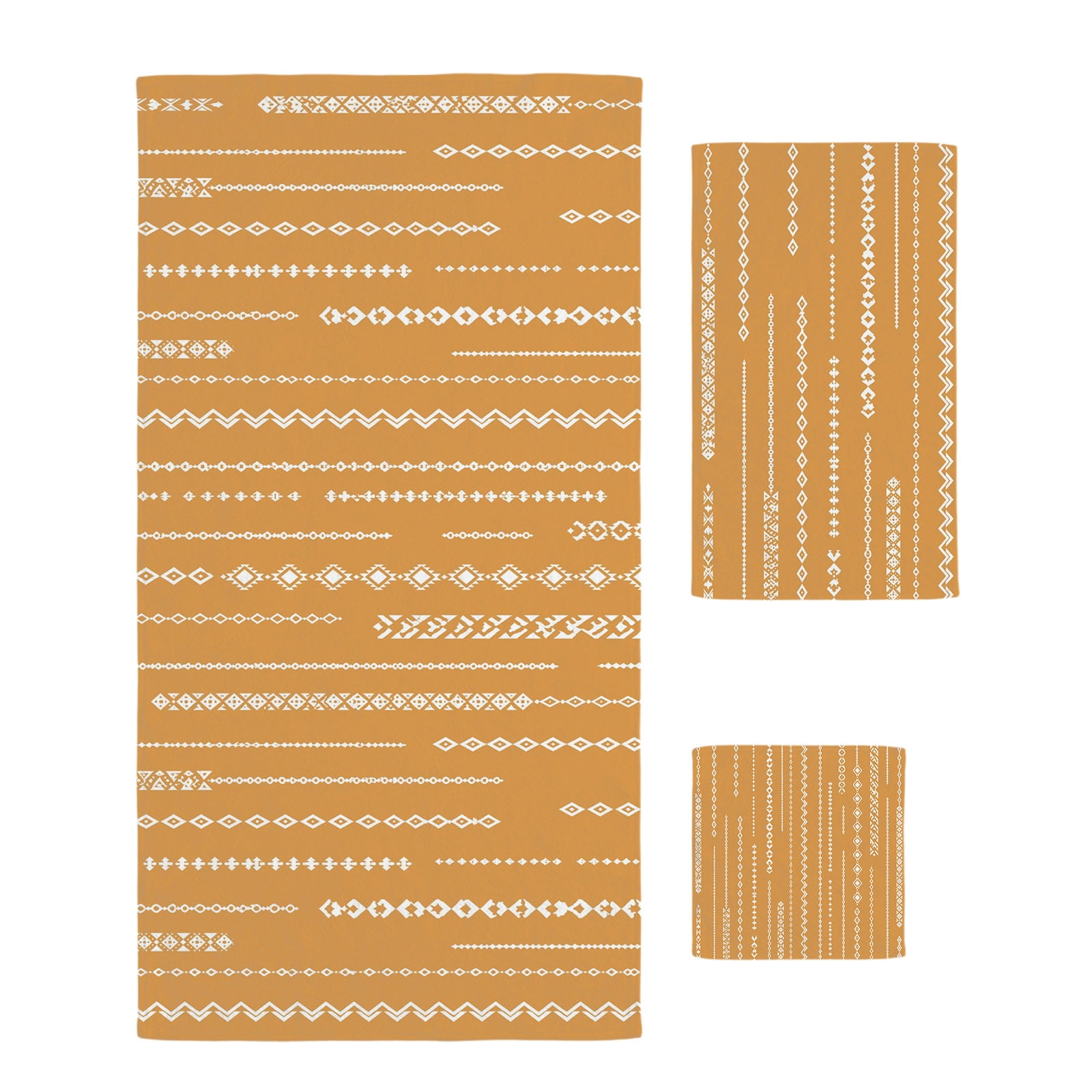 3 Piece Towel Set Farmhouse Stripe Orange Microfiber Bath Towels,Quick ...