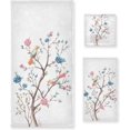thumbnail image 1 of 3-Piece Towel Set,Watercolor Floral Tree Bird Bath Towel Sets, 1 Bath Towel, 1 Hand Towel, 1 Washcloth, Spring Flowering Tree Bird Flower Absorbent Soft Towels Quick Drying for Bathroom, 1 of 7