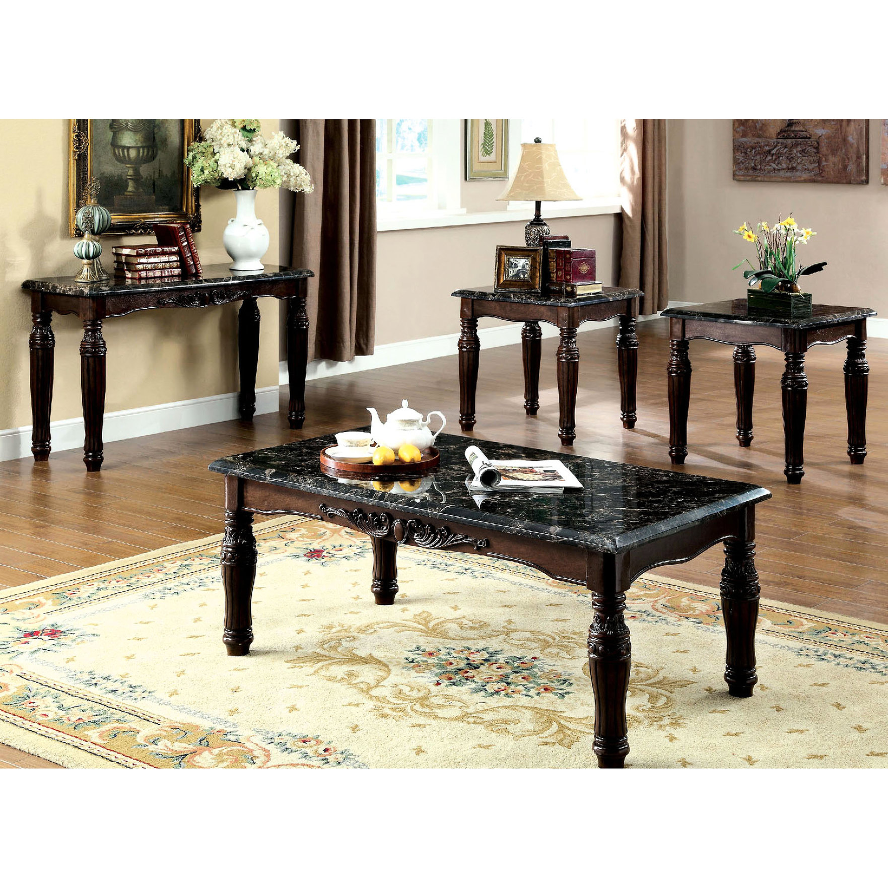 3 Piece Traditional Table Set / Used in Living Area / Turned Legs ...