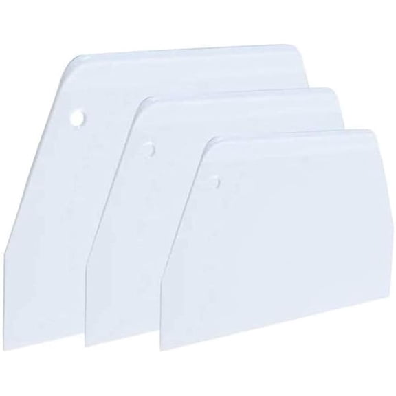3-Piece Trapezoidal Plastic Scraper - Multi-Function Kitchen Tool for Pizza Dough, Pastry, Cake (White) - Multi-Functional High-Efficiency Design for Modern Kitchen Household Cleaning U