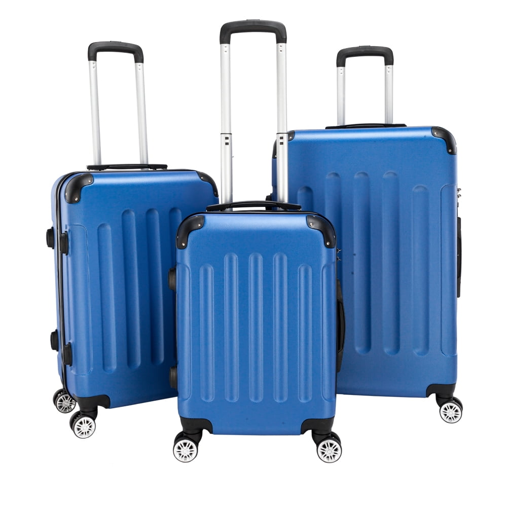 3-Piece Travel Lightweight Suitcases, ABS Trolley Case (20"/24"/28"), with Rolling Wheels, Lightweight, Large Capacity, Suitable for Travel, Dark Blue