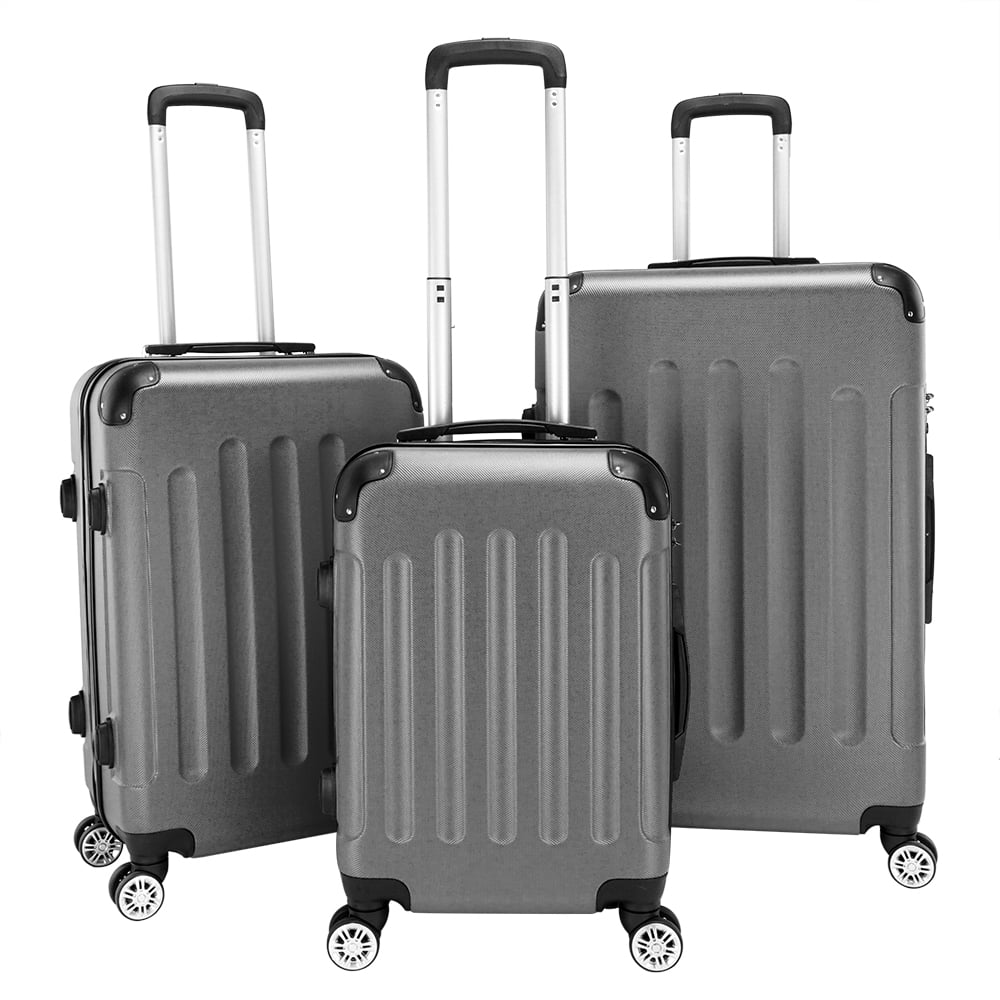 3-Piece Travel Lightweight Suitcases, ABS Trolley Case (20"/24"/28"), with Rolling Wheels, Lightweight, Large Capacity, Suitable for Travel, Dark Gray