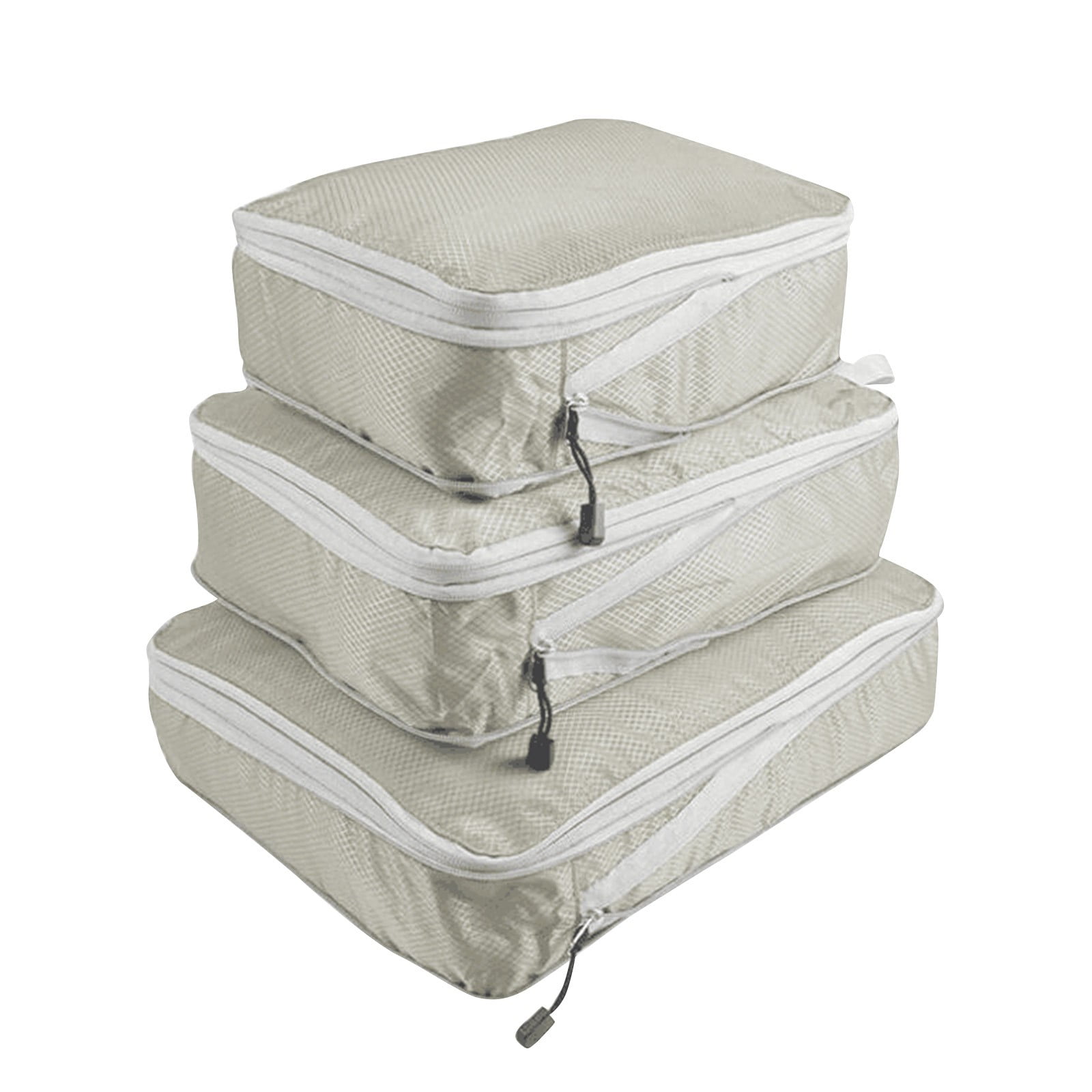 3-Piece Travel Packing Cube Set, Nylon Zipper Compression Organizer Bags, Lightweight Foldable Luggage Pouches for Clothes, Toiletries and Accessories