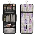 thumbnail image 1 of 3-Piece Travel Toiletry Bag Set, Hanging Wash Bag with Makeup Bag & Brush Case,Waterproof Cosmetic Organizer for Travel, Gym & Home Beautiful Pinkish-purple Tulips, 1 of 10