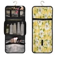 thumbnail image 1 of 3-Piece Travel Toiletry Bag Set, Hanging Wash Bag with Makeup Bag & Brush Case,Waterproof Cosmetic Organizer for Travel, Gym & Home Yellow Gingham with Daisies Pattern, 1 of 10