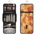 thumbnail image 1 of 3-Piece Travel Toiletry Bag Set, Hanging Wash Bag with Makeup Bag & Brush Case,Waterproof Cosmetic Organizer for Travel, Gym & Home Golden Leaves, 1 of 9