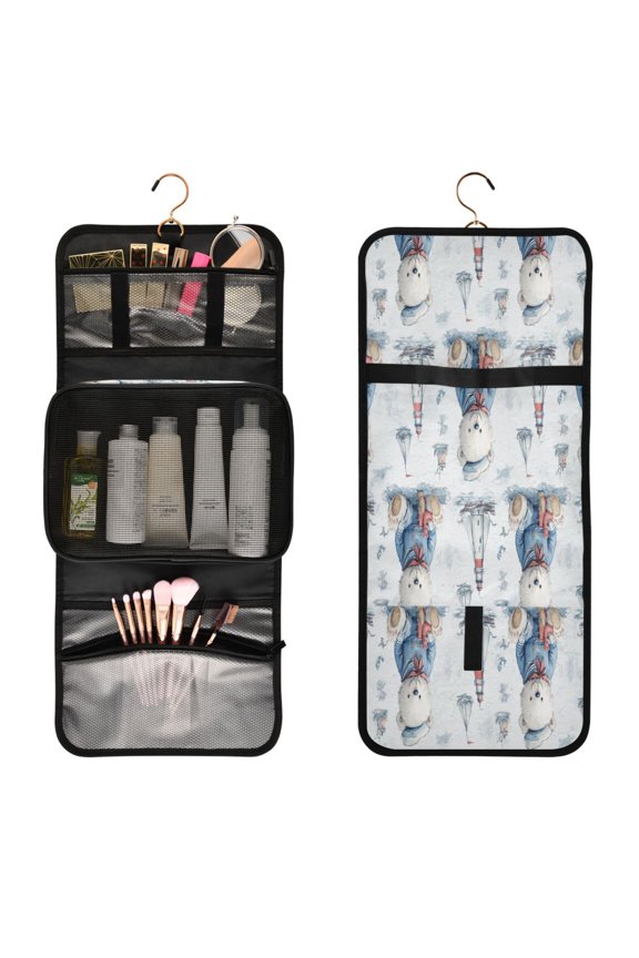 3-Piece Travel Toiletry Bag Set, Hanging Wash Bag with Makeup Bag & Brush Case,Waterproof Cosmetic Organizer for Travel, Gym & Home Sailor Bear