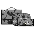 thumbnail image 1 of 3-Piece Travel Toiletry Set with Hanging Bag Cosmetic Pouch & Brush Roll for Travel Gym Camping Hand-drawn Halloween Design Elements, 1 of 9