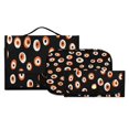 thumbnail image 1 of 3-Piece Travel Toiletry Set with Hanging Bag Cosmetic Pouch & Brush Roll for Travel Gym Camping Small Eyeballs Pattern, 1 of 9