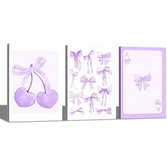 3 Piece Trendy Pink Bows Poster Wall Art Striped Floral Prints Tulips Watercolors Aesthetics Preppy Room Decor Bedroom and Girly Room Wall Decor 12X16 inX3 Und