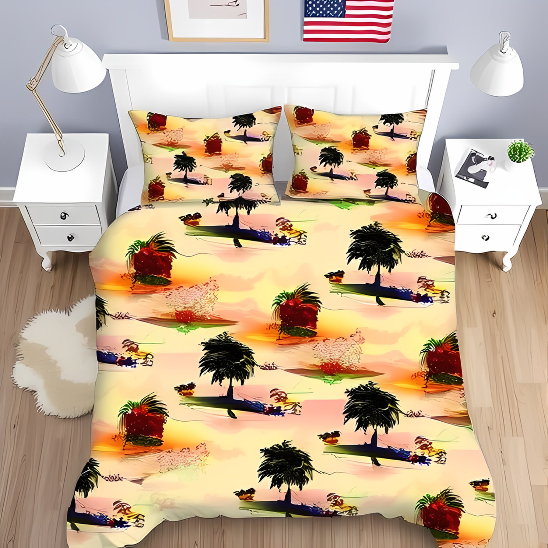 Watercolor Cheetah Tropical Floral Duvet - Exotic Paradise - DipaliZ main image 0