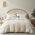 thumbnail image 1 of 3 Piece Tufted Duvet Cover Set, Boho Embroidery Shabb Bedding Set ,Beige, 1 of 6
