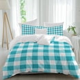 thumbnail image 1 of 3 Piece Turquoise Checkered Duvet Cover Set California King, Microfiber Comforter/Quilt Cover with Corner Ties and 2 Pillowcases, Farmhouse Buffalo Plaid All Season Soft Bedding with Zipper Closure, 1 of 8