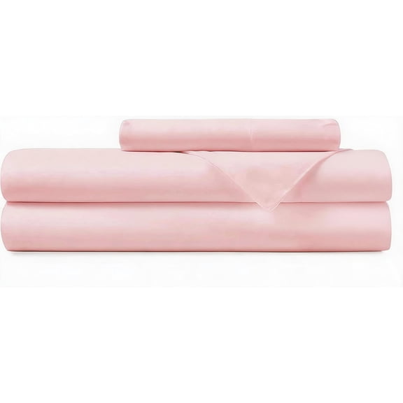 3 Piece Twin Bed Sheet Set 100% Viscose from Bamboo Cooling Breathable Moisture-Wicking Silky Soft Rose Pink