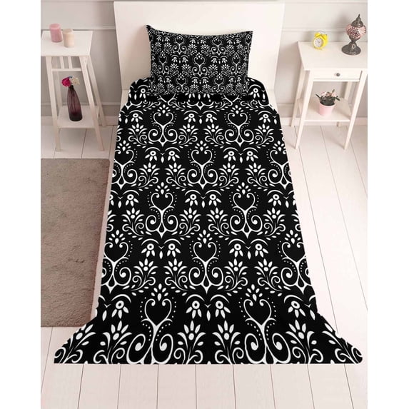 3 Piece Twin Sheet Set Black Spring Floral Sheets Set for Twin Size Bed ...